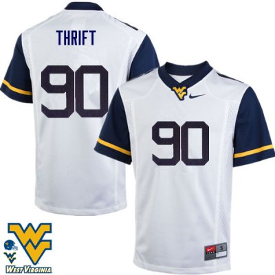 Men's West Virginia Mountaineers NCAA #90 Brenon Thrift White Authentic Nike Stitched College Football Jersey RJ15Q42AE